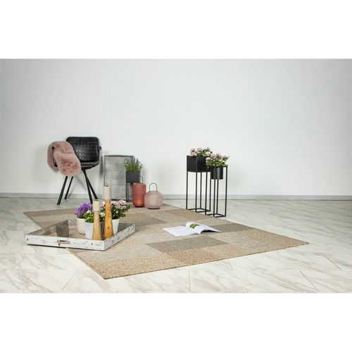 Tapis Patchwork Naturel Gris Robuste Intérieur Extérieur 170 X 120 Cm Beige