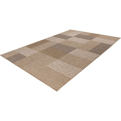Tapis Patchwork Naturel Gris Robuste Intérieur Extérieur 170 X 120 Cm Beige