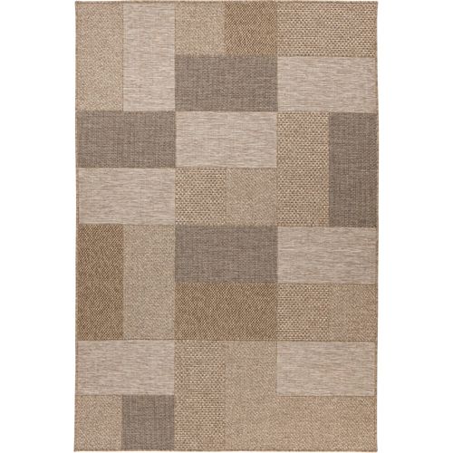 Tapis Patchwork Naturel Gris Robuste Intérieur Extérieur 290 X 200 Cm Beige