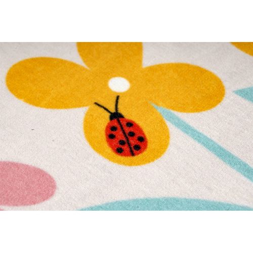 Tapis Enfant Multicolore Motif Cheval Lavable Doux 230 X 160 Cm Beige