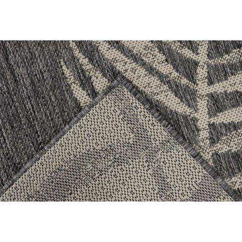 Tapis Argenté Motif Palmes Plat Intérieur Extérieur 110 X 60 Cm Gris