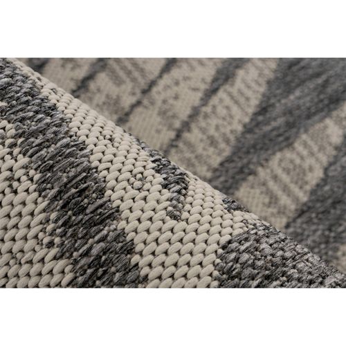 Tapis Argenté Motif Palmes Plat Intérieur Extérieur 170 X 120 Cm Gris