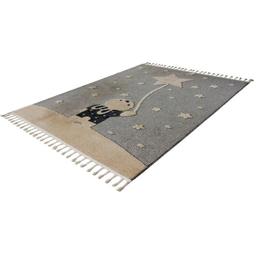 Tapis Rond Enfant Gris Étoile Effet 3d Doux Et Robuste 230 X 160 Cm Gris