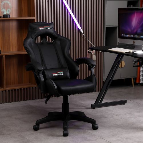 Fauteuil Gamer Ams-800-dark Coloris Noir - Coussin Lombaire et Appuie Tête