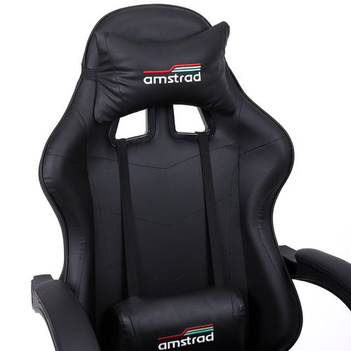 Fauteuil Gamer Ams-800-dark Coloris Noir - Coussin Lombaire et Appuie Tête