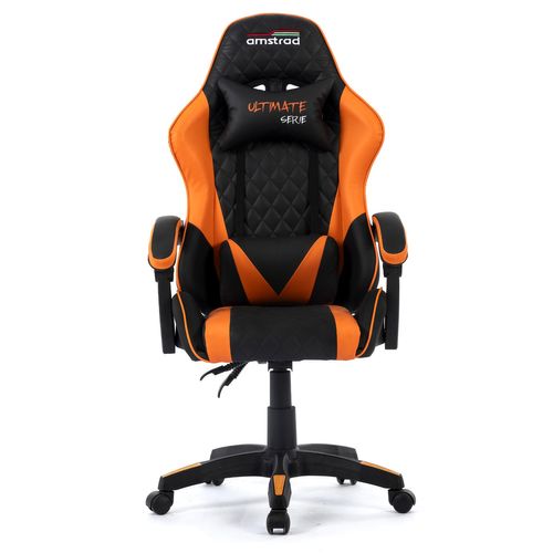 Fauteuil Gamer Ultimate-orange Coloris Noir et Orange - Coussin Lombaire et Appuie Tête