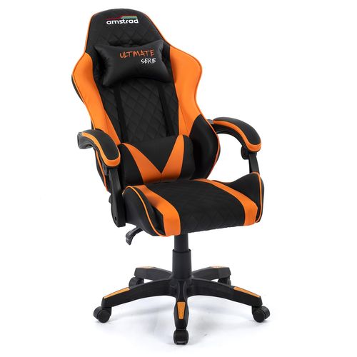Fauteuil Gamer Ultimate-orange Coloris Noir et Orange - Coussin Lombaire et Appuie Tête