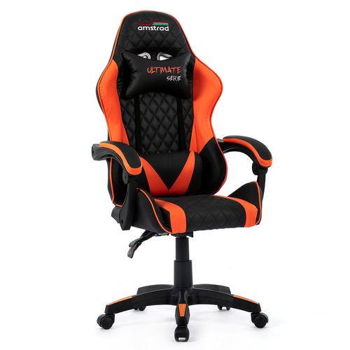 Fauteuil Gamer Ultimate-orange Coloris Noir et Orange - Coussin Lombaire et Appuie Tête