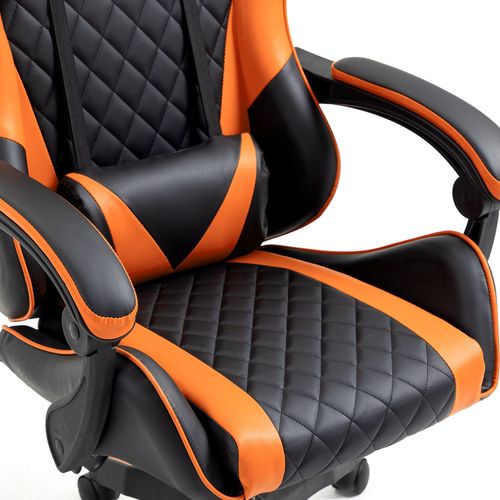 Fauteuil Gamer Ultimate-orange Coloris Noir et Orange - Coussin Lombaire et Appuie Tête
