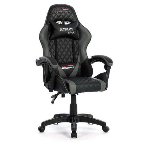Fauteuil Gamer Ultimate-grey Coloris Noir et Gris - Coussin Lombaire et Appuie Tête