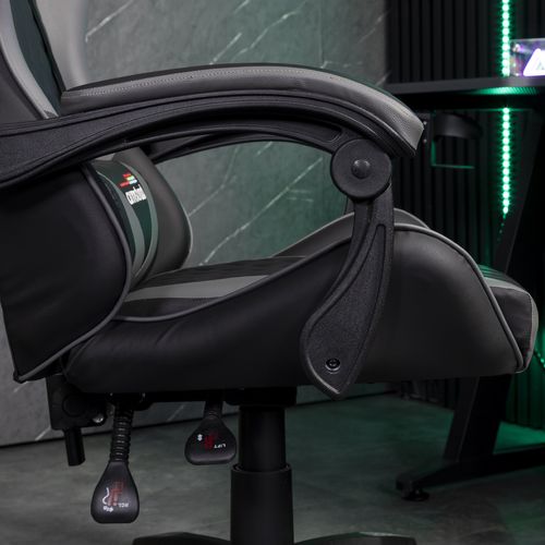 Fauteuil Gamer Ultimate-grey Coloris Noir et Gris - Coussin Lombaire et Appuie Tête