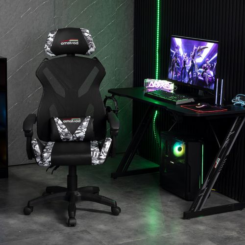 Fauteuil Gamer Noir et Design Camouflage - Tissu En Maille Respirante