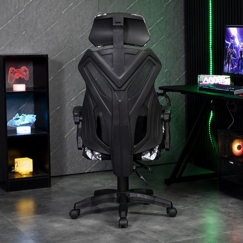 Fauteuil Gamer Noir et Design Camouflage - Tissu En Maille Respirante