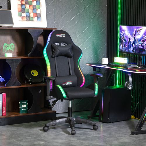Ams-led-fusion-bk Fauteuil / Chaise De Bureau Gamer Noir - Eclairage LED 366 Effets Télécommande