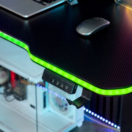Bureau Informatique Electrique Gamer Desk120t-led-vortex Assis Debout - Rgb - 1m20 - Télécommande