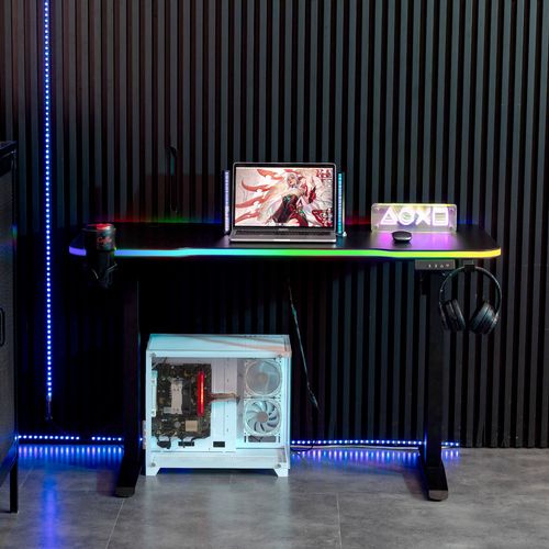 Bureau Informatique Electrique Gamer Desk120t-led-vortex Assis Debout - Rgb - 1m20 - Télécommande