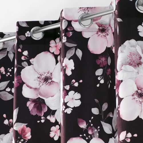 Rideau à Oeillets Bouquet De Fleurs Noir