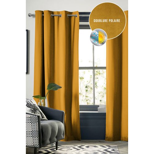 1 Rideau Occultant Isolant 140 X 180 Cm Laponi Moutarde