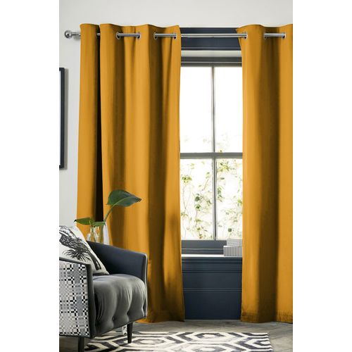 1 Rideau Occultant Isolant 140 X 180 Cm Laponi Moutarde