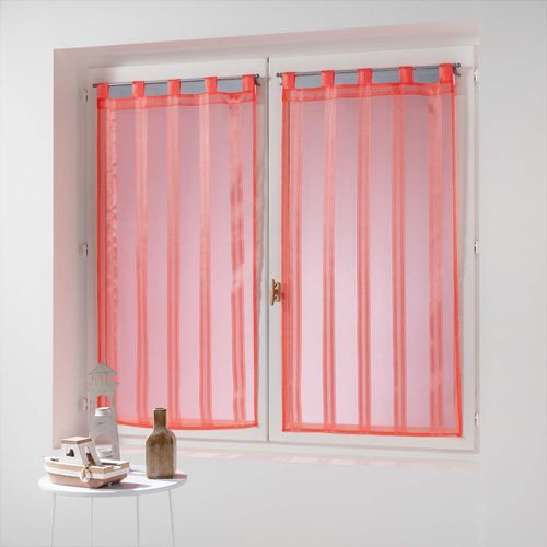 Paire De Voile Rayures 60 X 160 Cm Bandas Jacquard Corail
