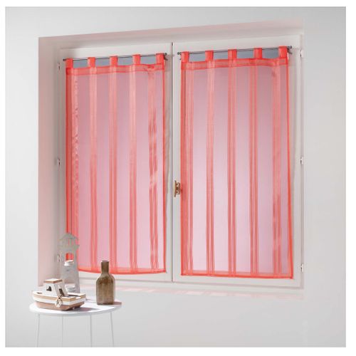 Paire De Voile Rayures 60 X 160 Cm Bandas Jacquard Corail