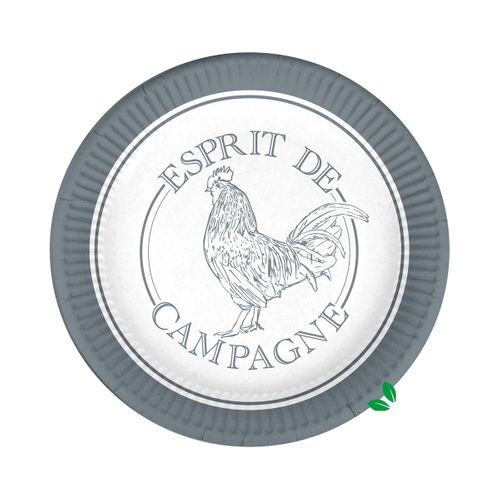 Set De 10 Assiettes En Carton 23 Cm Coq De Campagne