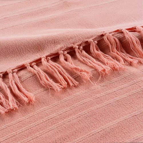 Plaid Ou Jete De Canape Coton 180 X 220 Cm Lilie Peche