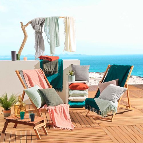 Plaid Ou Jete De Canape Coton 180 X 220 Cm Lilie Peche