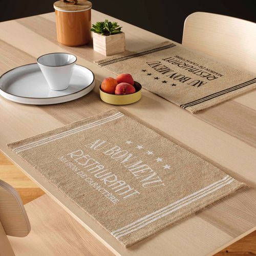 Set De Table Jute 30 X 45 Cm Au Bon Menu Noir