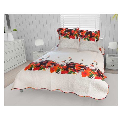 Couvre Lit Microfibre + Taies 220 X 240 Cm Fleuri