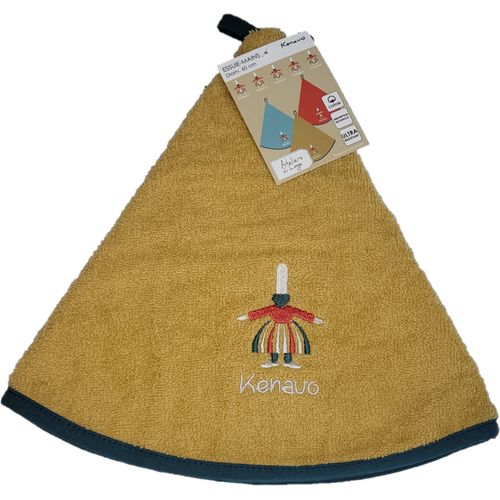 Essuie-main Rond Villages De Provence - 65 Cm Diamètre, 100% Coton, Motif Brodé, Avec Attache Centrale - Lavable Machine