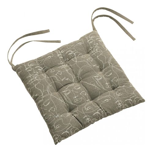 Galette De Chaise Matelassee 38 X 38 Cm Visage Nymphea Kaki