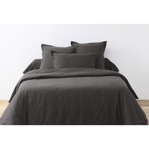 2 Taies D'oreiller Uni 63 X 63 Cm Passion Anthracite