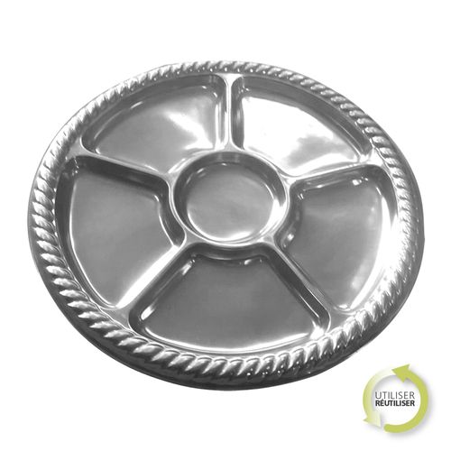 Set De 2 Plats De 6 Compartiments 30 Cm Argent