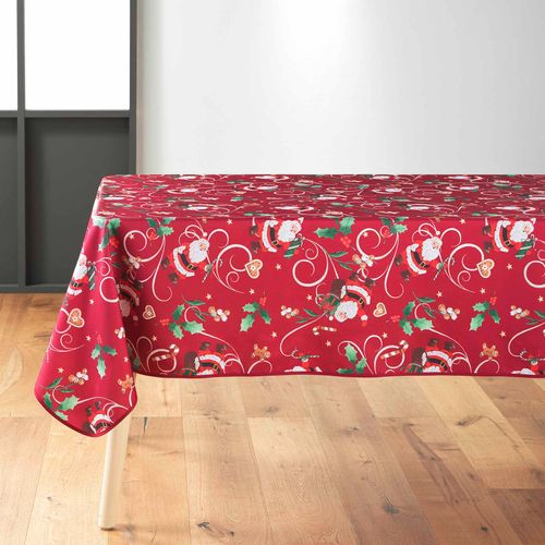 Nappe Rectangle 150 X 240 Cm Pere Noel Enchante Rouge