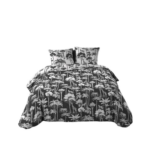 Housse Couette + 2 Taies 220 X 240 Cm Girafe Et Panthere