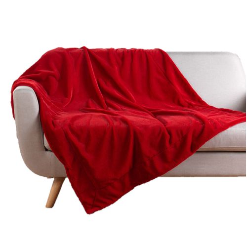 Plaid à Poils Doux 180 X 220 Cm Caresses Rouge