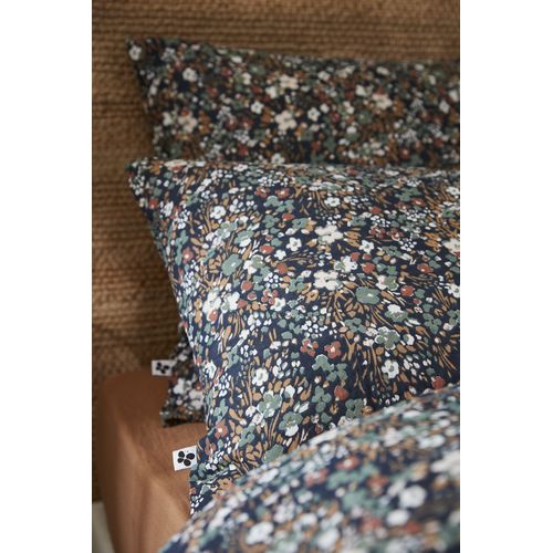 Taie D'oreiller Gaze Coton 60 X 60 Cm Capucine Bleu Nuit