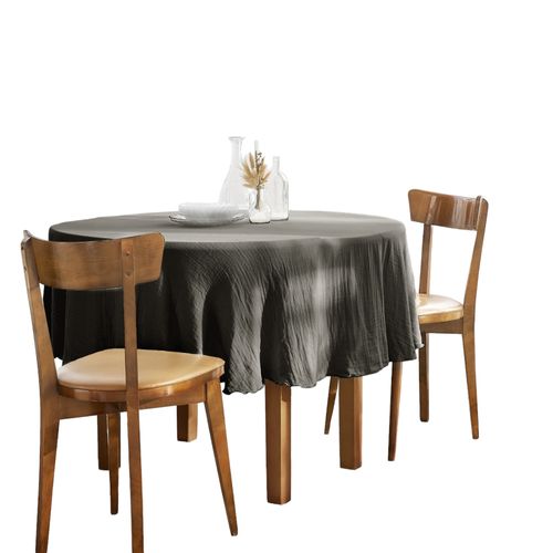 Nappe Gaze De Coton Ronde 180cm Gaia Gris Granit