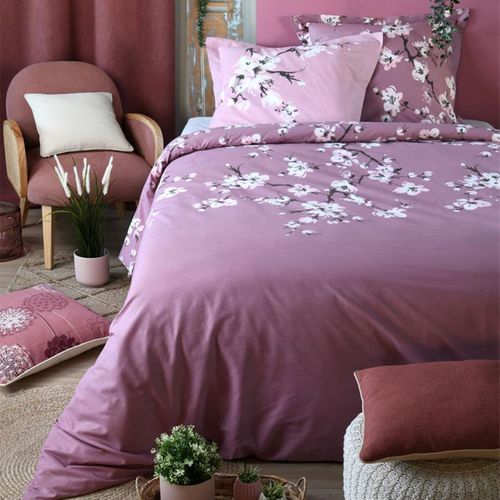 Housse Couette + Taies Percale De Coton 240 X 260 Cm Fleurs Kanda
