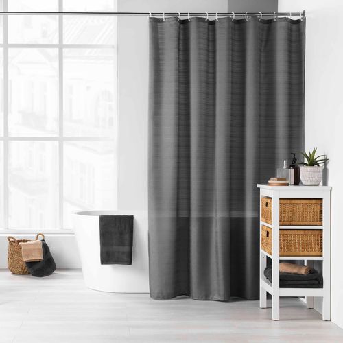 Rideau De Douche Avec Crochets 180 X 200 Cm Yalline Anthracite