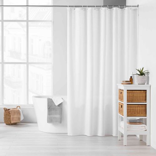 Rideau De Douche Avec Crochets 180 X 200 Cm Yalline Blanc