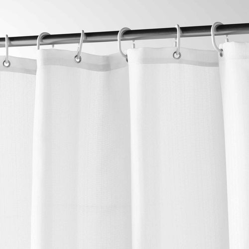 Rideau De Douche Avec Crochets 180 X 200 Cm Yalline Blanc