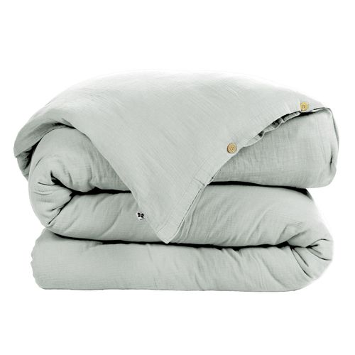 Housse De Couette Double Gaze Coton 140 X 200 Cm Gaia Eucalyptus