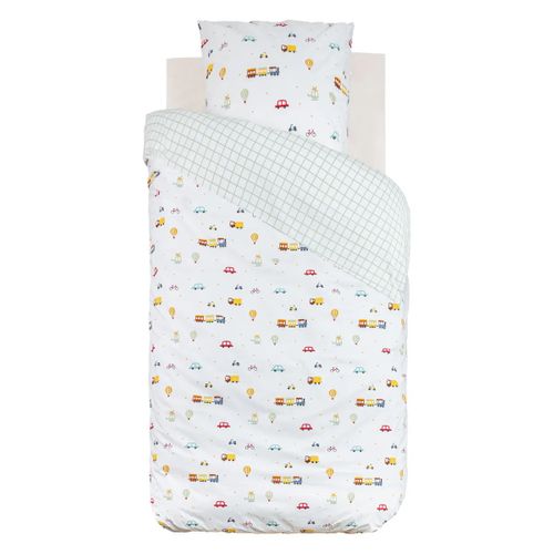 Housse De Couette Reversible + 1 Taie 140 X 200 Cm Petites Voitures
