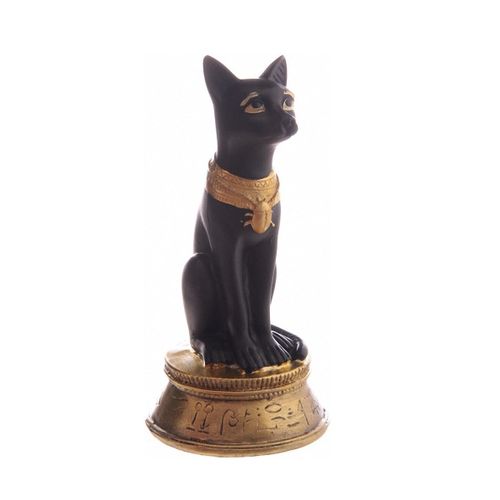 Statuette Déesse Bast Avec Collier Scarabée 13.5 Cm