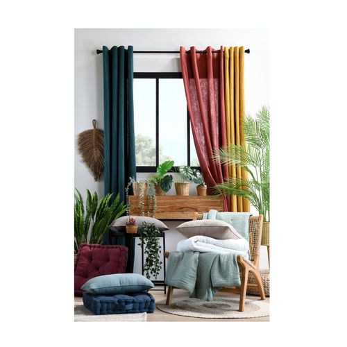 Coussin En Gaze De Coton 45 X 45 Cm Pop Color Bleu Petrole