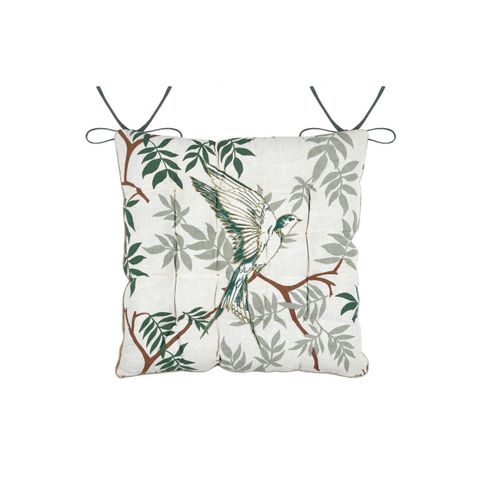 Assise De Chaise Matelassée 38 X 38 Cm Botanys Et Oiseau