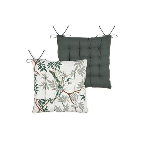 Assise De Chaise Matelassée 38 X 38 Cm Botanys Et Oiseau