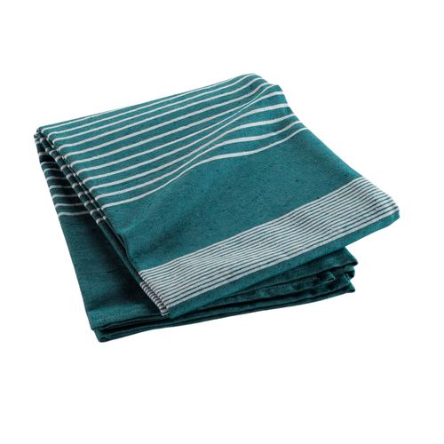 Couvre Lit Raye Et Tisse 240 X 260 Cm Adelle Bleu